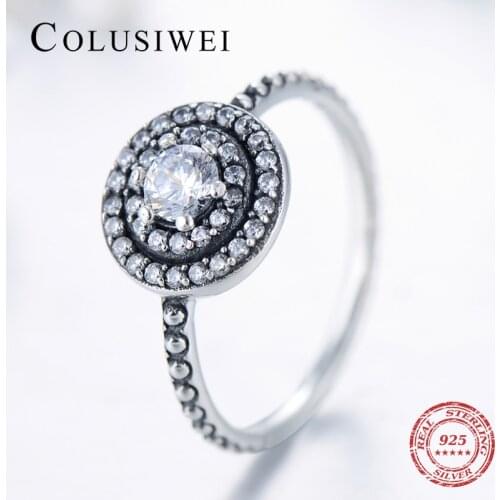 COLUSIWEI 2017 New Fashion CZ Vintage Rings Solid 925 Sterling Silver Sparkling Ring Engagement Jewelry For Women Christmas Gift