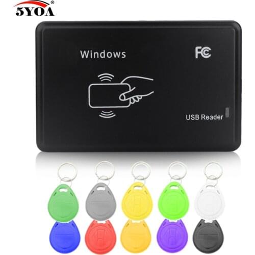 Cloner 125KHz EM4100 RFID Copier Writer Duplicator Programmer Reader +10 Pcs EM4305 T5577 Rewritable ID Keyfobs Tags Card