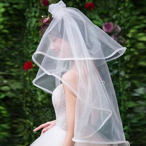 Jiayigong 2020 Bridal Veils 2 layers Pencil Edge Tulle Wedding Veil Wedding Accessories