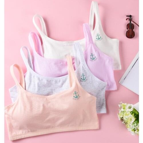 Gongzhuniuniu Children Cute Sports Cotton Underwear Bras For Teenage Girls With Cup Pad