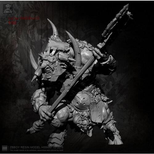 H55mm Resin Figure Kits Warrior with giant axe and resin soldier Self-assembled TD-2275