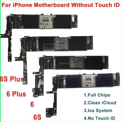 Motherboard Unlocked Logic board For iPhone 6s 6S PLUS 6 6 Plus Without Fingprint Original Motherboard No ID Account 64G 128G