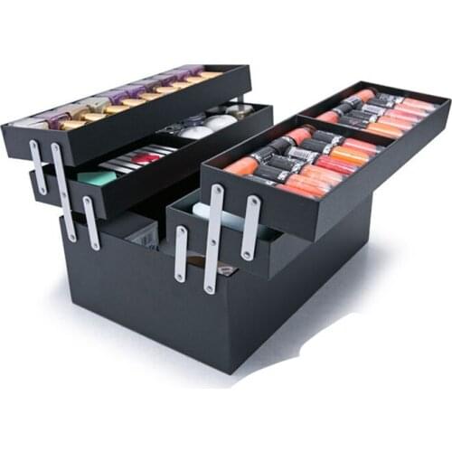 Fashion Women Makeup Large Capacity Multilayer Clapboard Cosmetic Bag Case Beauty Salon Tattoos Nail Art Tool Bin MJ