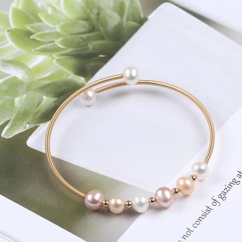 Fashion Jewelry Natural Multi Color Freshwater Pearl Beads Charm Bracelet Cute Bangle Gifts