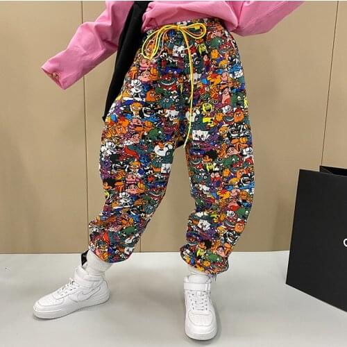 Boys and Girls Cartoon Fun Pants Spring New Korean Version of The Big Childrens Loose-fitting Pants Fashionable Graffiti Pants