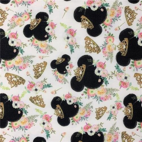 Cartoon crown flower Polyester cotton Fabric Patchwor Printed for Tissue Home Textile for diy Sewing Girl Dress Curtain mask
