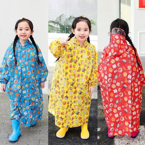 Cartoon waterproof raincoat childrens raincoat poncho pupils one-piece with schoolbag poncho waterproof and snow proof