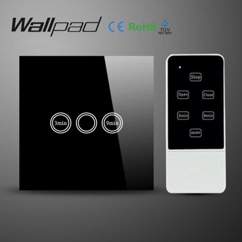Wallpad White EU UK Timer Remote Wall switch 1 Gang1 Way Touch Control Timer Light Switch with RF Remote and blue LED indicator