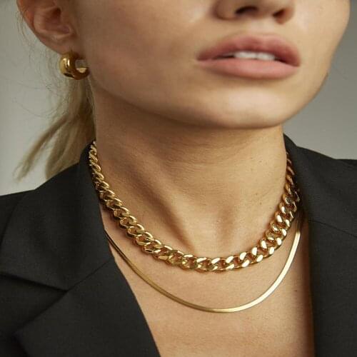 New arrival fashion 2-layer necklace bohemian style ladies simple thick chain exaggerated jewelry factory direct sales