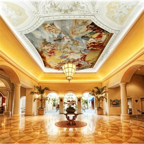 Custom wallpaper 3d murals European-style dome zenith ceiling mural wallpaper ceiling painting wall papers home decor wallpaper