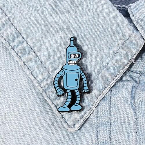 Creative Cartoon Badge Future Robot Pins for Backpacks Blue Enamel Cute Badge Gifts for Kids Kawaii Pins Badges for Clothes Pins