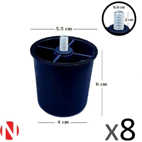 Base, Sofa, Sofa Bed Leg 6 cm Height Screw Foot-8 PCs
