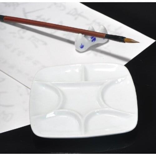 Ceramic Paint Palette Acrylic Oil Tray Student Ceramic Watercolor Gouache Craft DIY Art Painting Easy To Wash White Palette