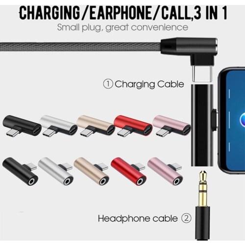 Adapter For Xiaomi Samsung Huawei Jack Earphone Headphones USB Type-C Audio Charging Converter 2 in 1 Type C To 3.5mm