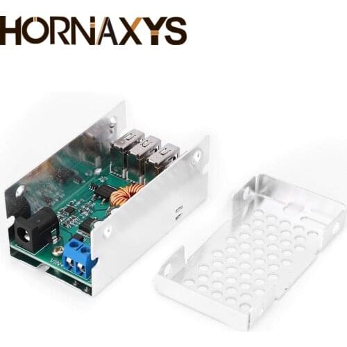 DC-DC 9V 12V 24V 36V To 5V Step Down Board 5A 4 USB Output Buck Converter Power Supply Module with Aluminum Shell For Phones