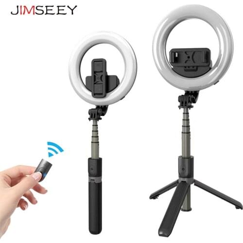 Portable Bluetooth Wireless Selfie Stick With Led Ring Fill Light For Live Broadcast Tourism Tripods For iPhone Samsung