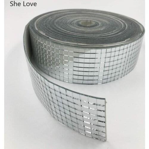 Chzimade 1Roll Self-Adhesive Square Glass Mirror Mosaic Tiles For DIY Bathroom Mirror Wall Sticker Handmade Crafts Home Decor