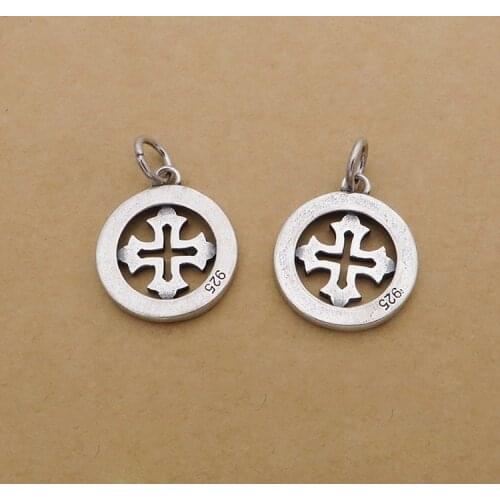 100% 925 Silver Cross Charm DIY Bracelet Charm Small Cross Symbol Pendant DIY Jewelry Good Luck Charm