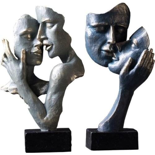 Nordic Silence Is A Golden Figure Human Face Decoration Resin Retro Creative Art Sculpture Statue Home Decor Decoration