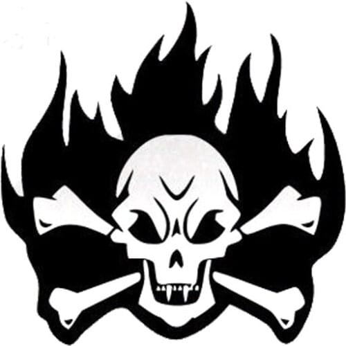 Car Sticker Burning Skull Vampire Fun Fashion Style Decoration PVC Car Sticker Waterproof Sunscreen Black/White, 15cm*15cm