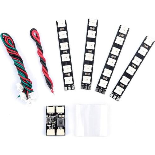 4PCS WS2812 LED Strip Light 2-6S 7 Color Switchable with LED Controller Board for RC Drone FPV