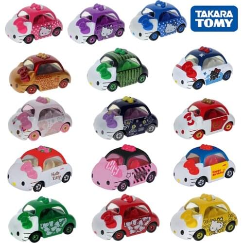 Takara Tomy Car Hello Kitty Mini Cute Toys Anime Stack Height Matchbox Cars Return Trolley Kids Christmas Birthday Gift