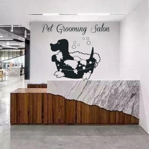 Pet Grooming Salon Bathing Dog Vinyl Carving Wall Sticker Removable Decal Art Original Fashion Home Decoration Painting DW0101