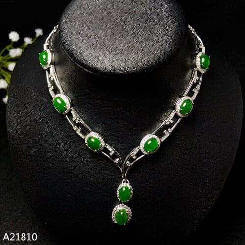 KJJEAXCMY boutique jewels 925 pure silver inlaid natural jade fire color, female tassel, small pendant + necklace can be detecte