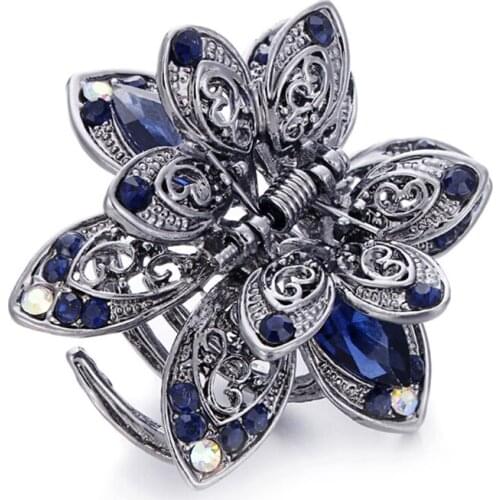 Silver Plated Alloy Butterfly Shape with Rhinestone Hair Claws Jewelry for Women Anniversary Gift