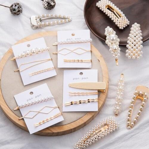 New Wholesale Multi Style Hair Pin Pearl Geometric Hair Clip Bobby Pin Hair Accessories Irregular Headdress Women Exquisite 2019