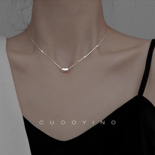 2021 New Fashionable Korean925 Silver Acacia Peas Gold Silver Necklace Female Sterling Clavicle Simple Chain For Women Wholesale
