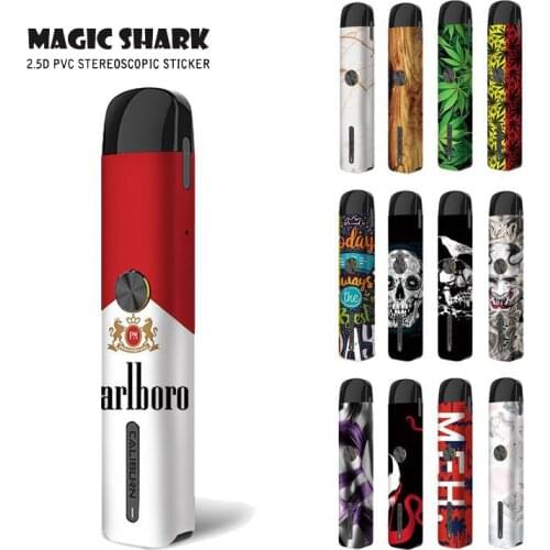 1pc New 2.5D PVC No Fade Cartoon Skull Wood Stone Print Full Wrapped Sticker Film Tape Case Skin for Uwell Caliburn G Vape Kit