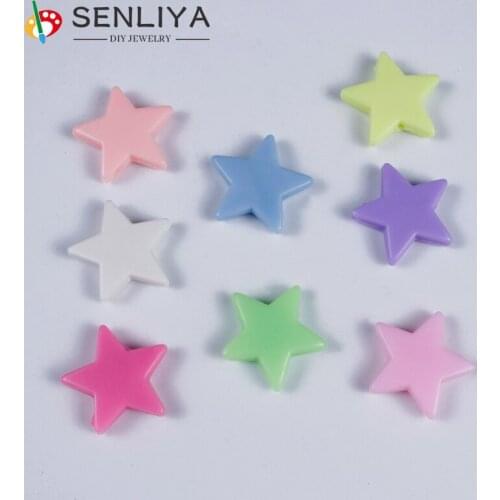 10/20/30/50Pcs DIY Beads Pierced Accesories Acrylic Candy Colors Beads Jewelry Making Five-Star Flat Beads Choose Colors