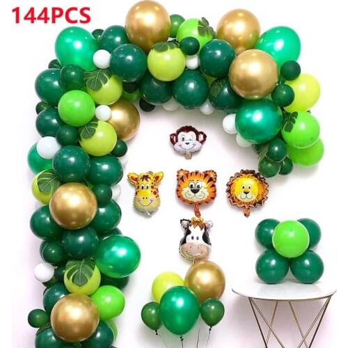 144pcs Animal Balloons Garland Kit Jungle Theme Party Supplies Kids Birthday Party Baby Shower Decorations Ballons Accessories