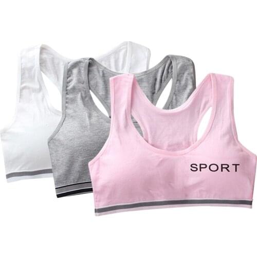 2pc/lot Kids Bra Insertable Chest Pad Girls Bras Children Training Bras Young Girls Underwear Solid Color