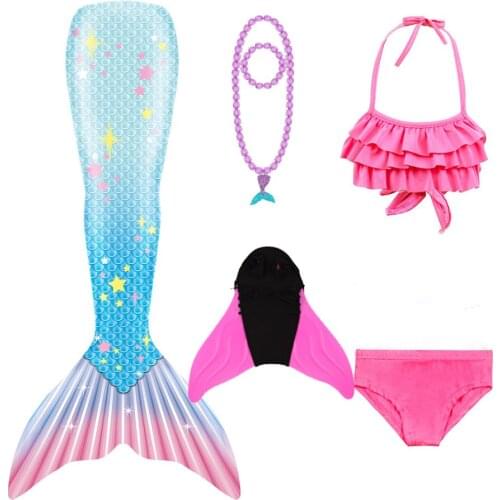 2020 Summer Mermaid Tail Swimsuit Costume Princess Skirt with Fin Children Swimwear Vestidos Verano Halloween Costumes for Kids