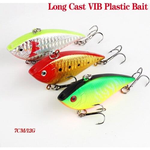 4PCS Vibe Blade Bait Hard Fishing Lure 7cm 12G Plastic VIB Artificial Bait Treble Hooks Minnow Crank Baits Bass Fishing Tackle