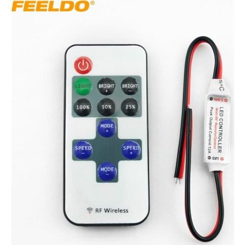 FEELDO 5Set Car DC 5-24V Single Color Remote Controler Dimmer 11keys Mini Wireless RF LED Controller for LED Strip Light
