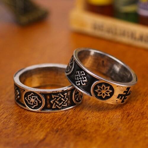 5pcs Slavic Rings Kolovrat Alatyr Many Amulet Signs Jewelry Vintage Talisman Bague Men Ring Anel