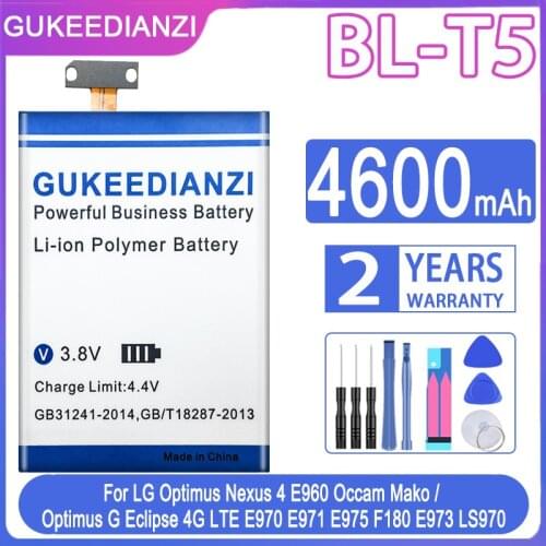 GUKEEDIANZI Battery 4600mAh For LG Optimus Nexus 4 E960 Occam Mako/Optimus G Eclipse 4G LTE E970 E971 E975 F180 E973 LS970 BL-T5