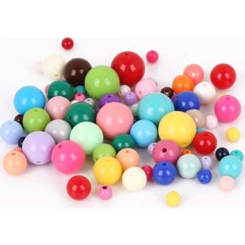 DIY Bracelet Accessories Children Gift Handcraft Department 6/8/10/12/14/16MM Round Shape Acrylic Sugar Beads Jewelry Findings