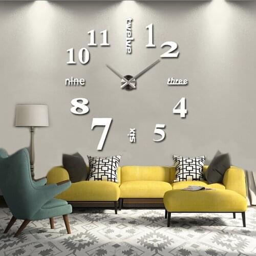 Frameless DIY Wall Clock Mute Round Shape Quartz Wall Clock Sticker Home Decorative Clock Wall Clocks Living Room Decoration