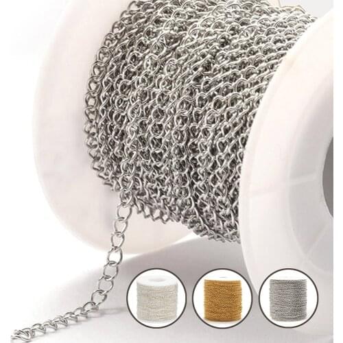 10meters/roll Stainless Steel Chains 2/3/5mm Gold Necklace Chains For Bracelet Extension Chain DIY Jewelry Components No Fade