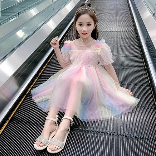 Childrens Sequins Skirt Summer 2021 New Ball Gown Childrens Summer Dress Girls Princess Color Skirt Girls Dress 3 - 13 Year