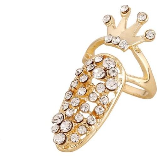 European Fashion Resizable Alloy Full Rhinestone Crown Finger Rings