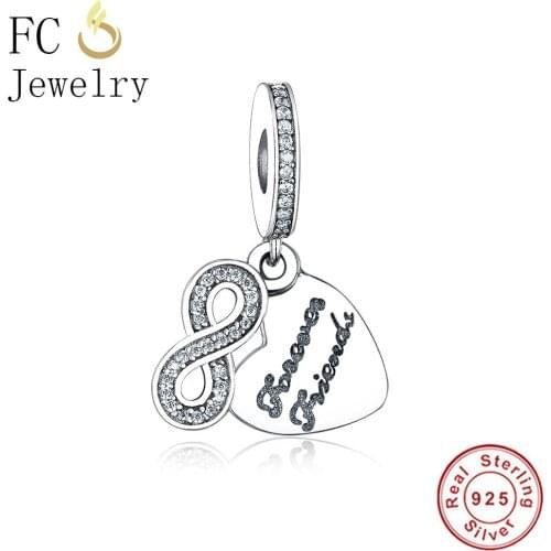 FC Jewelry Fits Original Brand Charms Bracelet 925 Silver Letter 8 Eight Forever Friends Beads Pendant for Making Berloque DIY