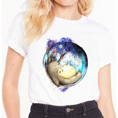 Totoro Studio Ghibli Miyazaki Hayao Anime Kawaii T Shirts Womens T-shirt Short Sleeve Female Tops Tees Harajuku Vintage