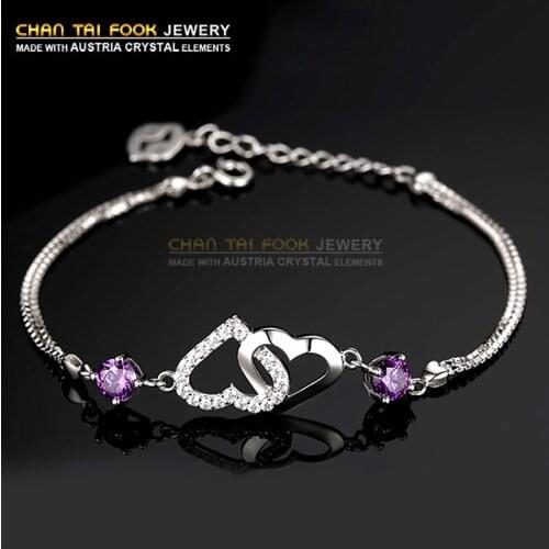 IREACESS New Vintage Brand Wwedding Charm Bracelet , Austrian Crystal Heart Bracelets & Bangles Jewelry For Women Jewelry