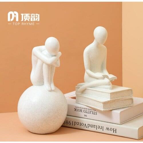 Creative Thinking people Statue Resin sculpture Crafts Simple Living Room Ornaments Home Office Store Decors Decorations