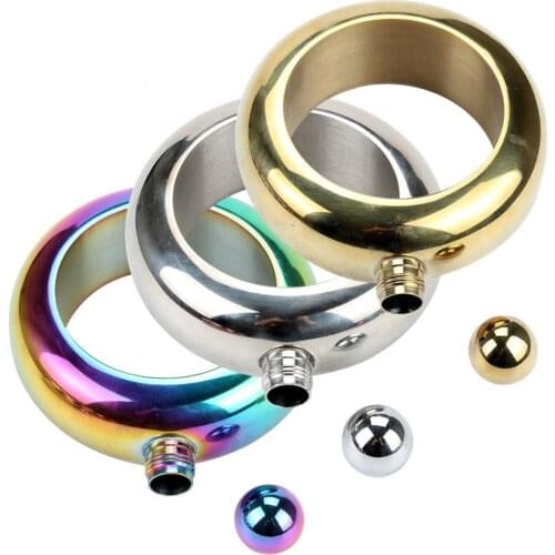 Mni 3.5oz ounce Electroplate Whisky Bottle 18/8 Stainless steel Bracelet Hip Flask Liquor Funnel Bangle Hand Ring Vodka Flagon